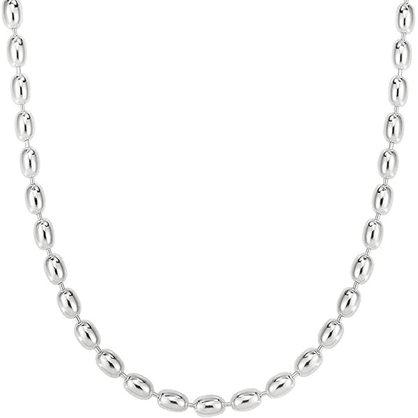 アクセサリー OX JEWELRY Italian Silver Beads Necklace Italian 8mm Sterling Silver Bead Necklace